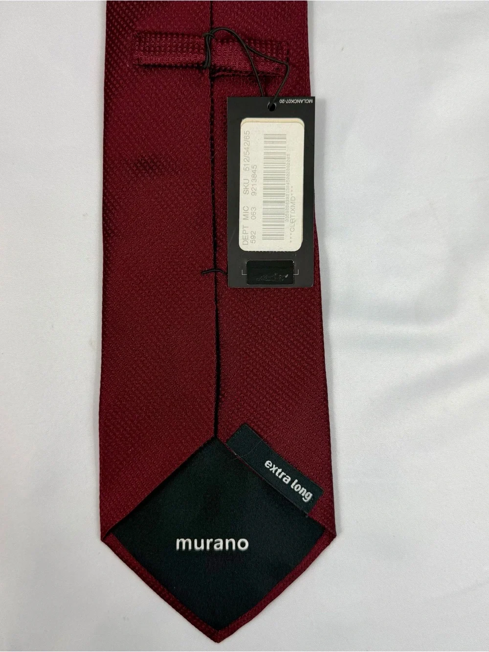 Murano Extra Long Burgundy 100% Silk Tie NWT Men’s XL Necktie